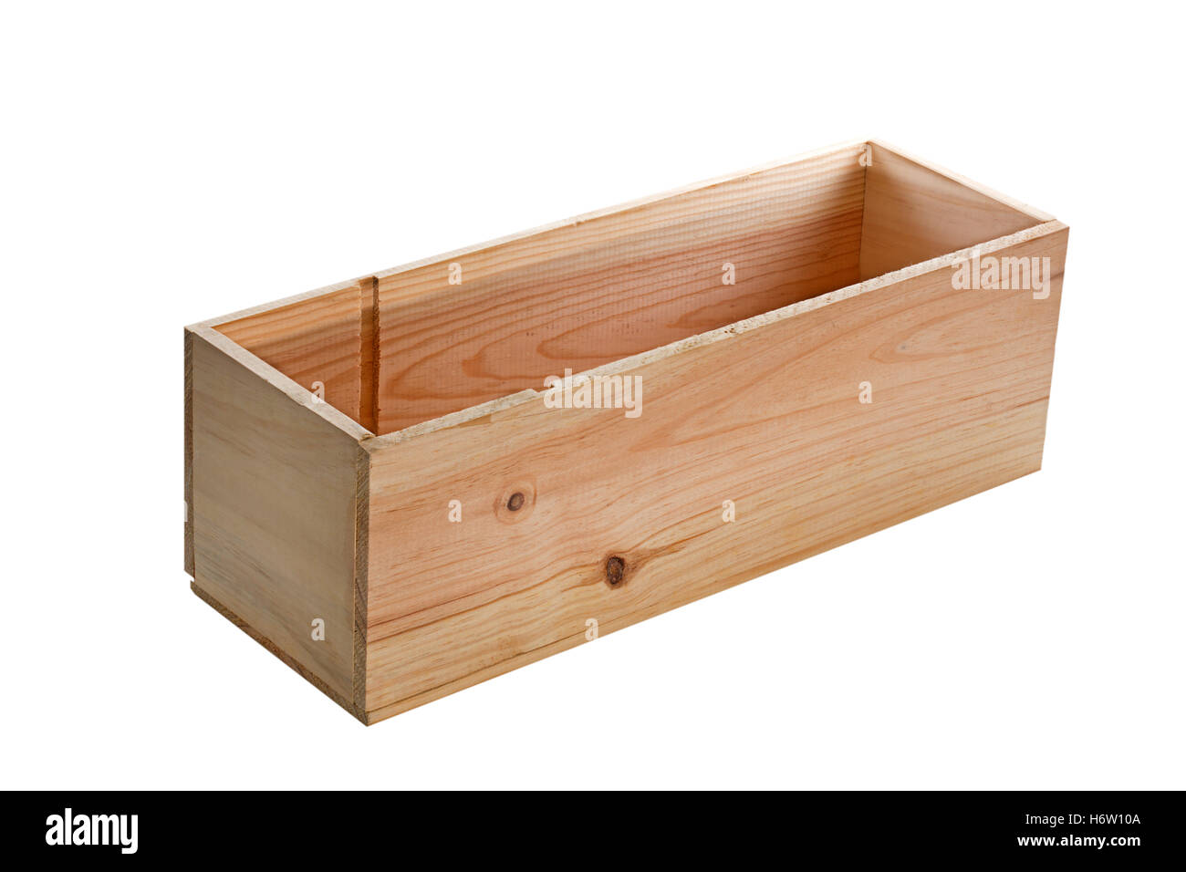 small wooden box with lid open Stock Photo