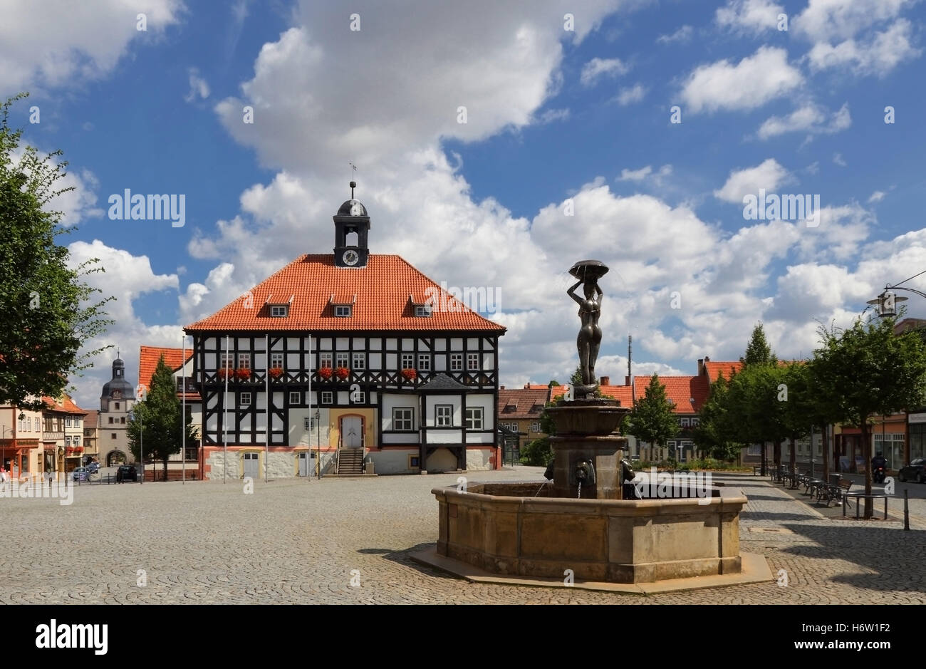 marketplace in waltershausen Stock Photo Alamy