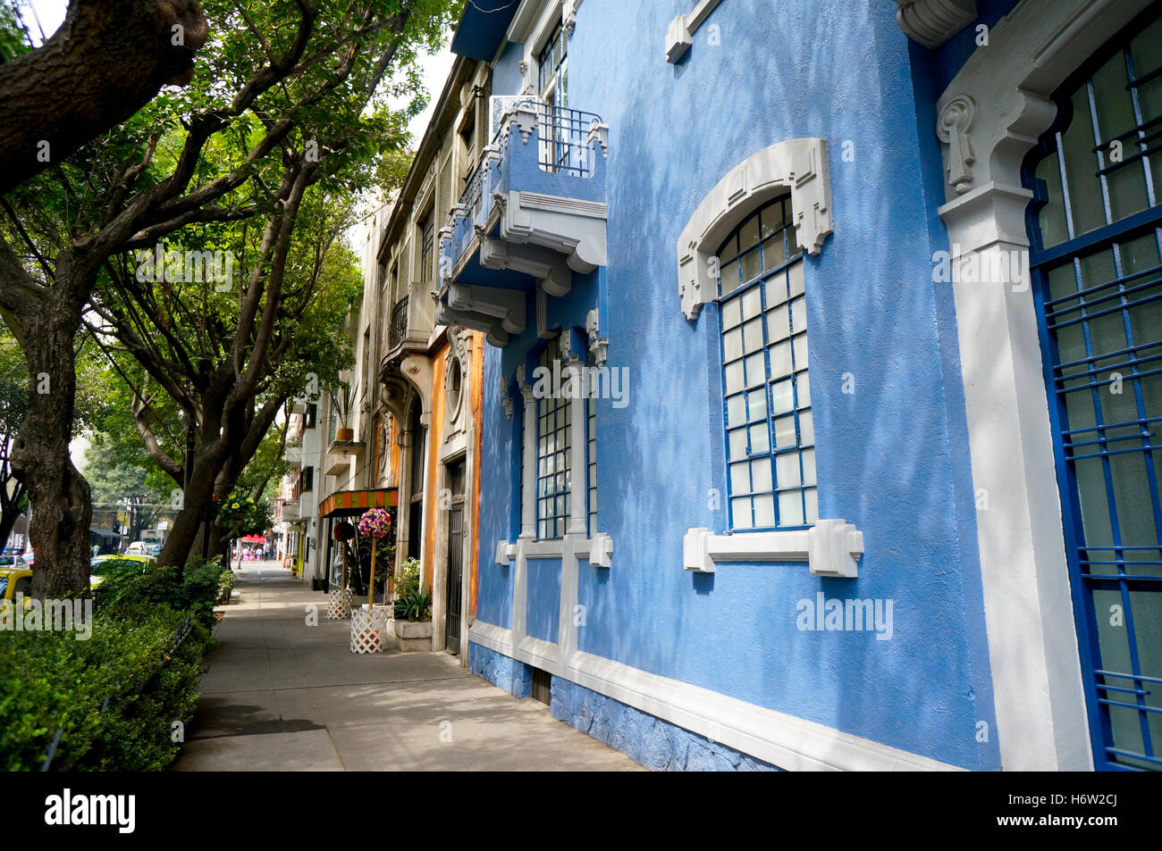 Colima street shops and homes in the Roma neighborhood of Mexico City