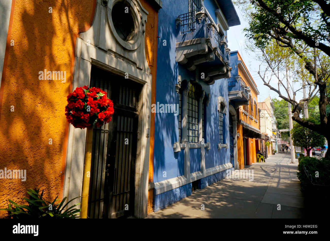 Colima street shops and homes in the Roma neighborhood of Mexico City