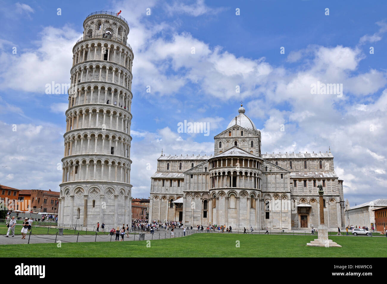 the tower of pisa and cathedral of santa maria assunta from the east side Stock Photo