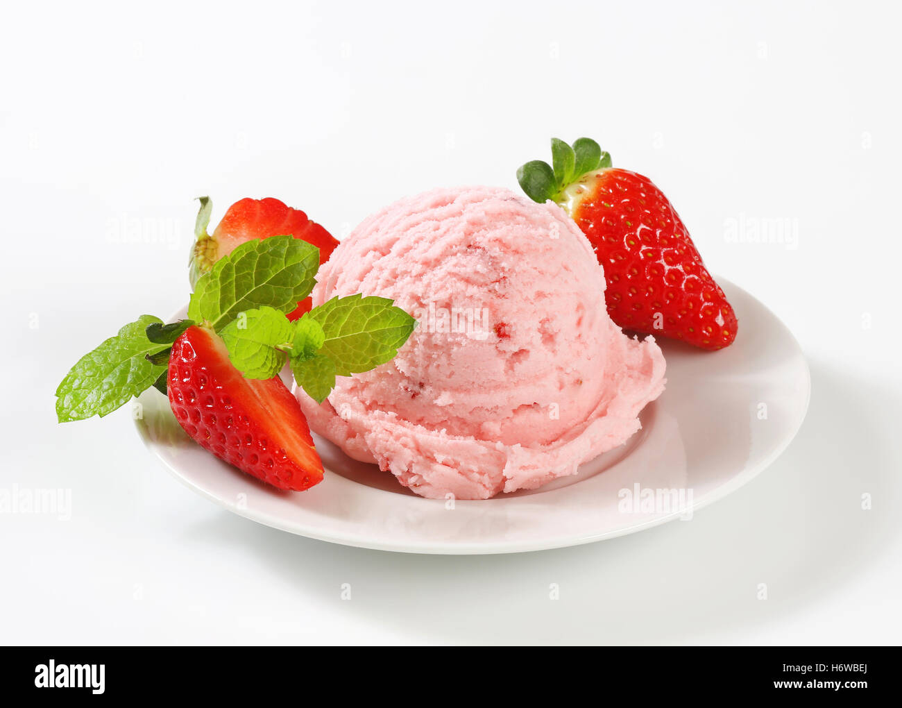 food aliment sweet frozen fruit plate nobody treat porcelain flavor scoop ice cream ice cream icecream dessert white Stock Photo Alamy