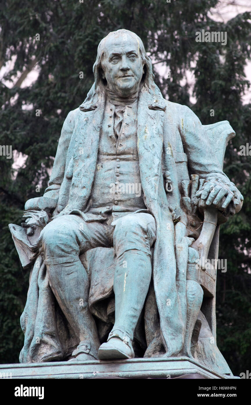 Statue of Benjamin Franklin, 17061790, Paris, France, Europe Stock