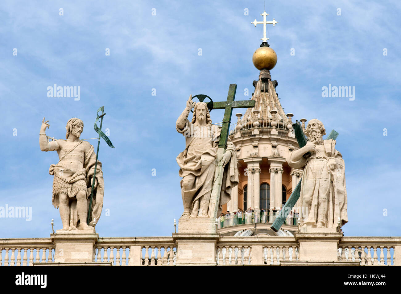 Statues on the dome of St. Peter's Basilica on St. Peter's Square