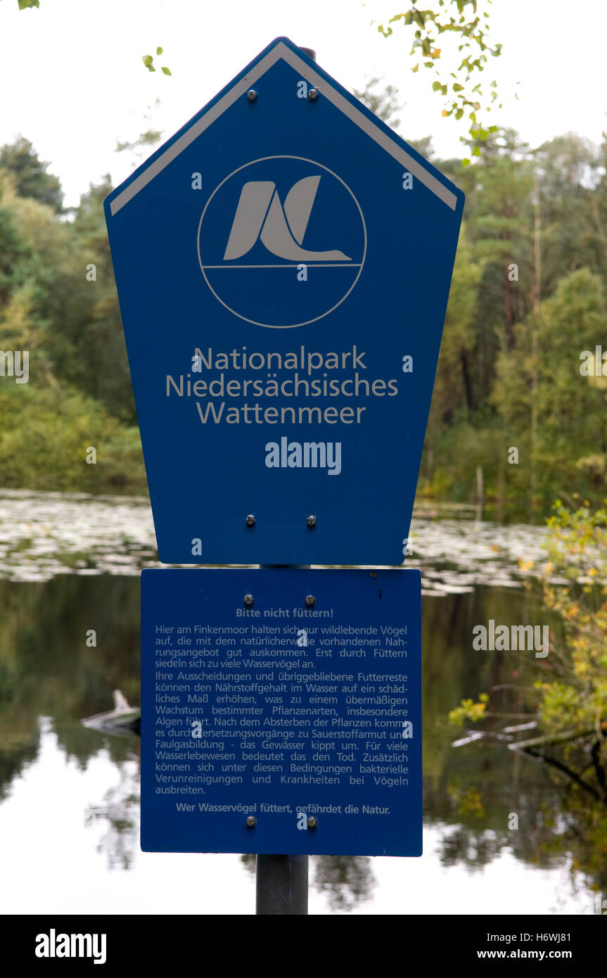 Sign "Nationalpark Niedersaechsisches Wattenmeer", Lower Saxony Wadden