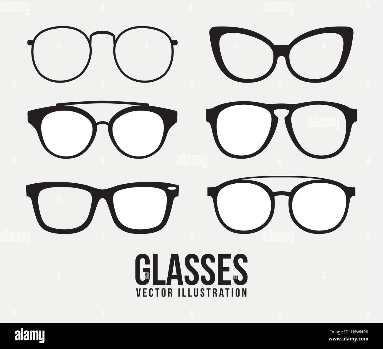 Glasses object icon set. Fashion style accessory optical and lens theme ...
