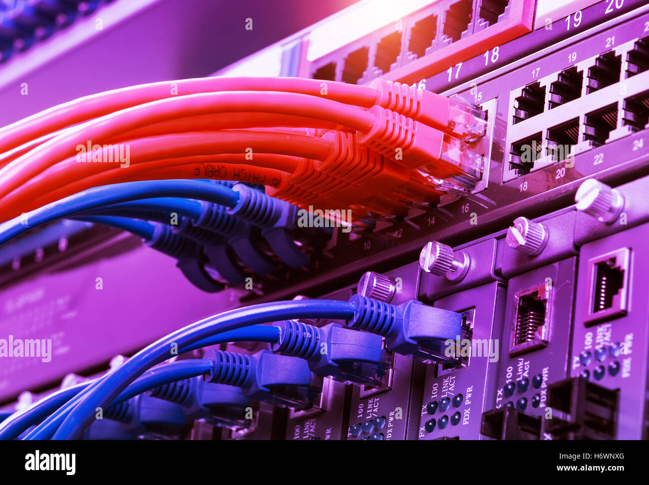 Network switch and cables,Data Center Concept Stock Photo Alamy