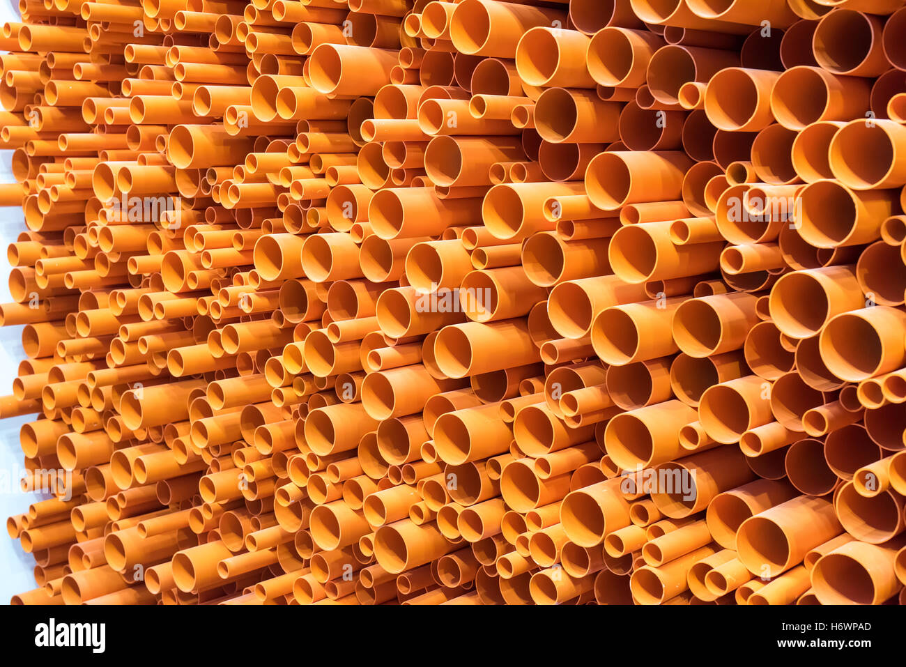 PVC pipes stacked in construction site Stock Photo - Alamy