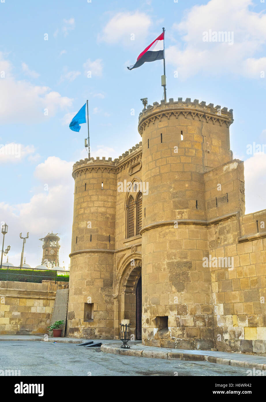 The huge inner stone gate in the Saladin Citadel, Cairo, Egypt. Stock Photo