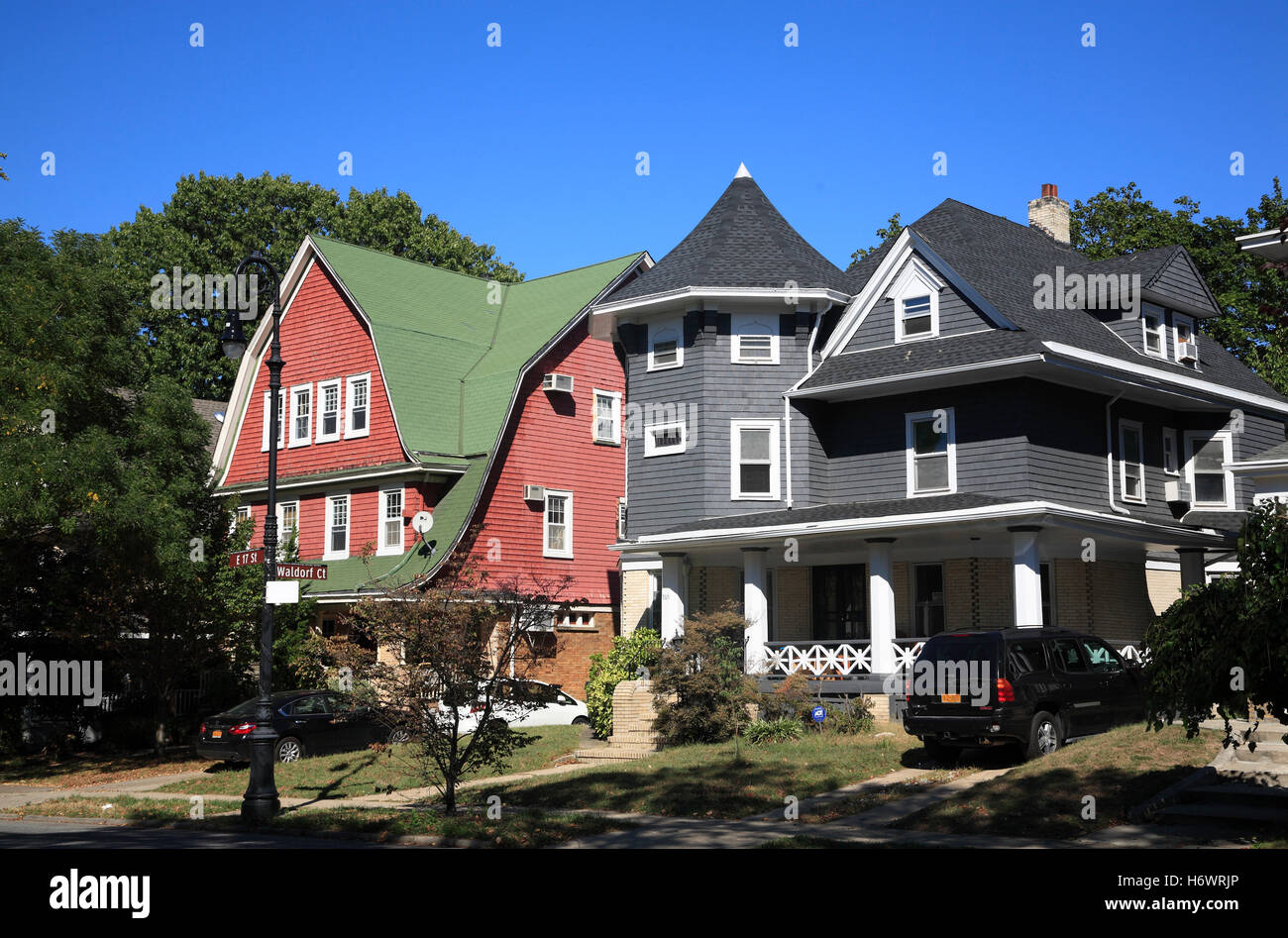 Victorian style houses at Ditmas Park, Brooklyn, New York, USA Stock Photo