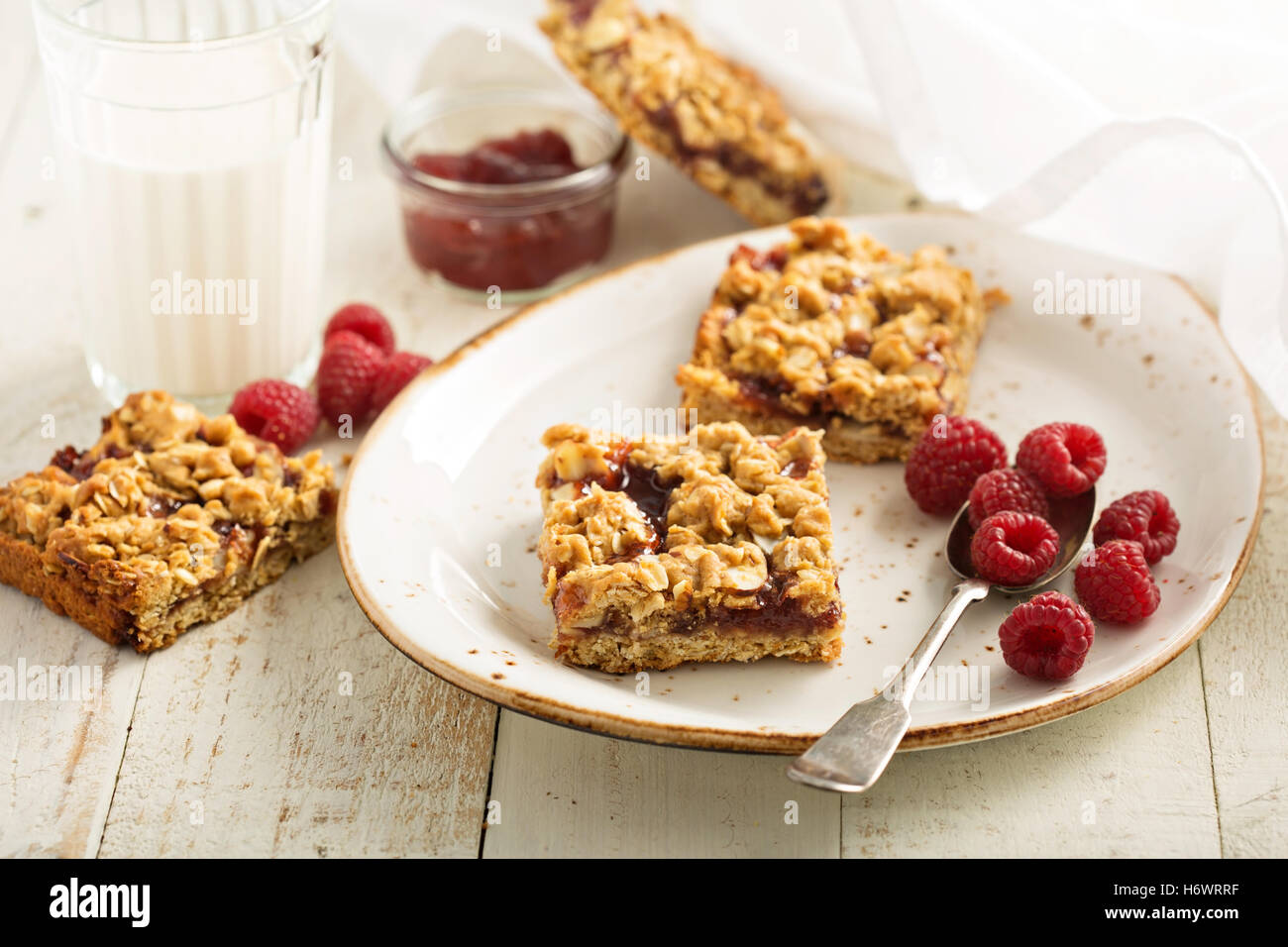 Almond and jam bars Stock Photo Alamy