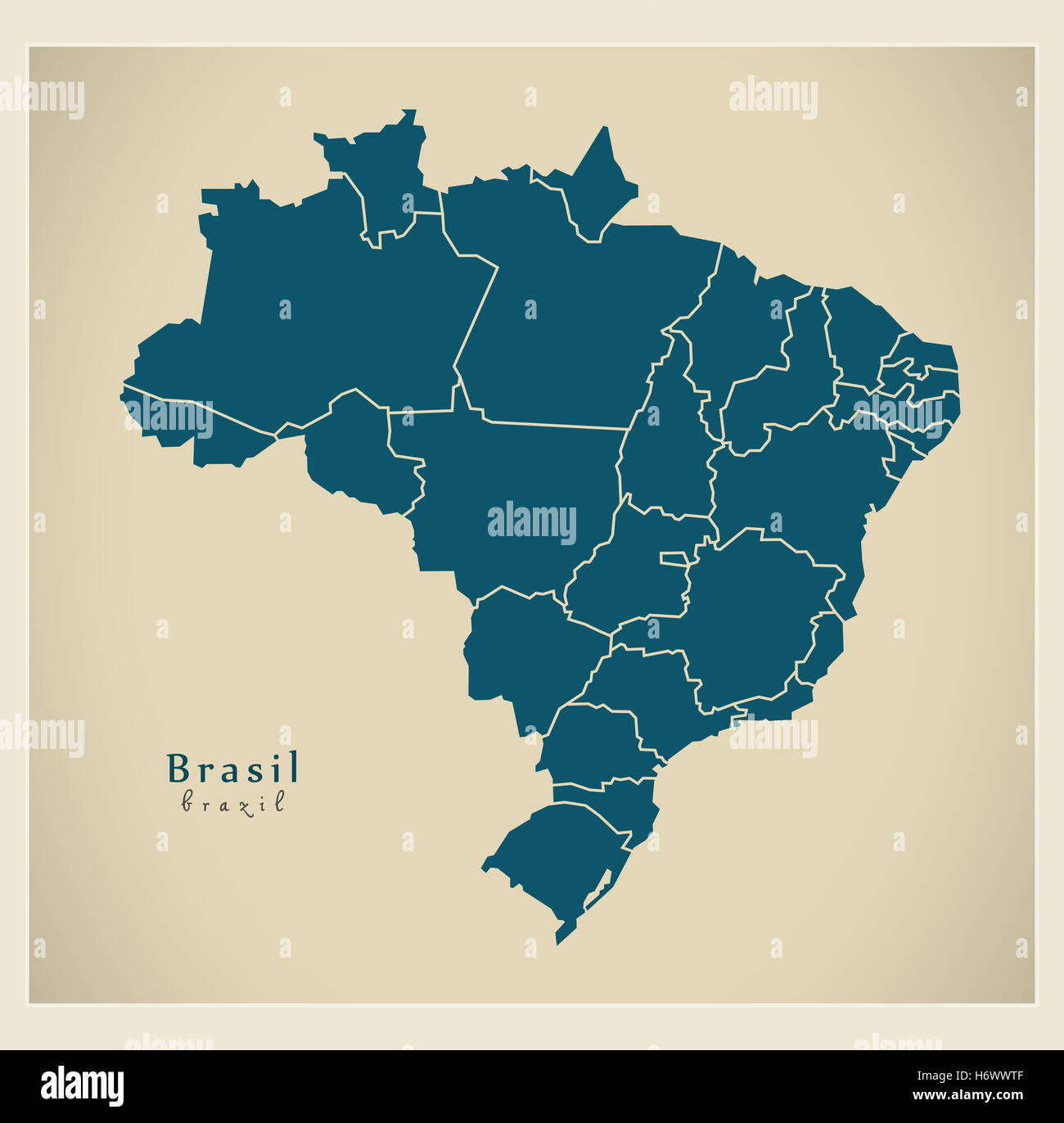Modern Map - Brasil with districts BR Stock Photo