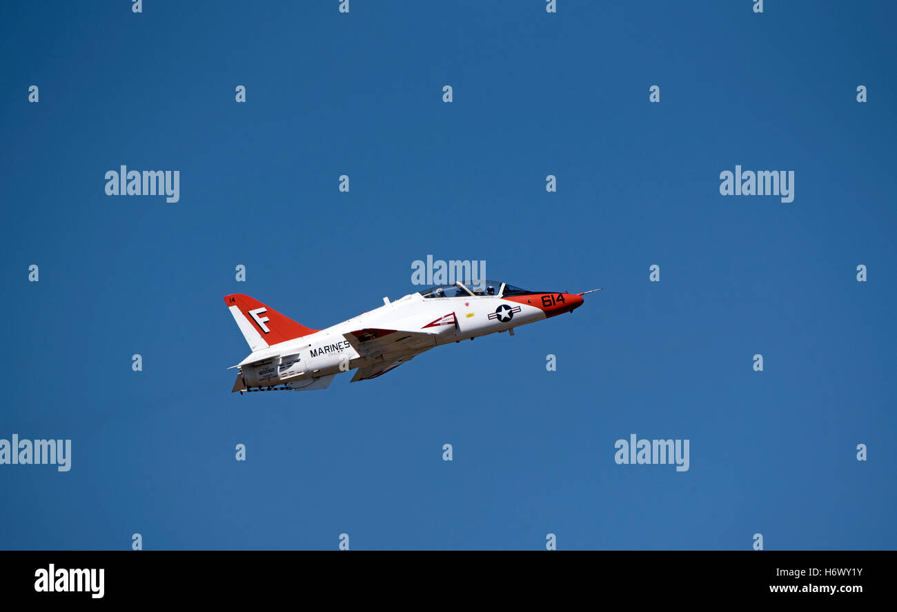 US Marines Corps T-45 Goshawk jet flight trainer aircraft Florida USA  Goshawk trainer jet aircraft in flight Stock Photo