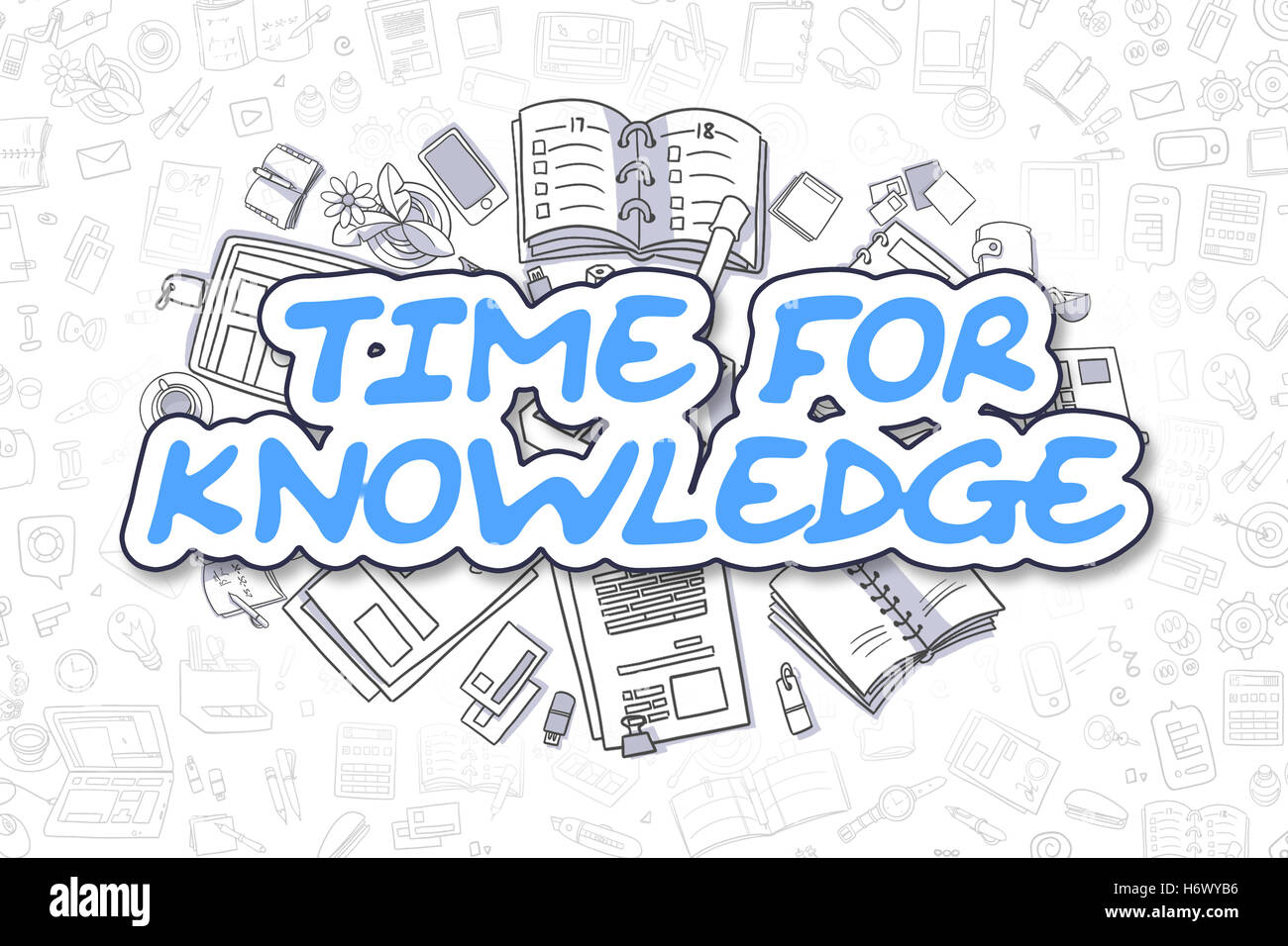 Time For Knowledge - Cartoon Blue Text. Business Concept. Stock Photo
