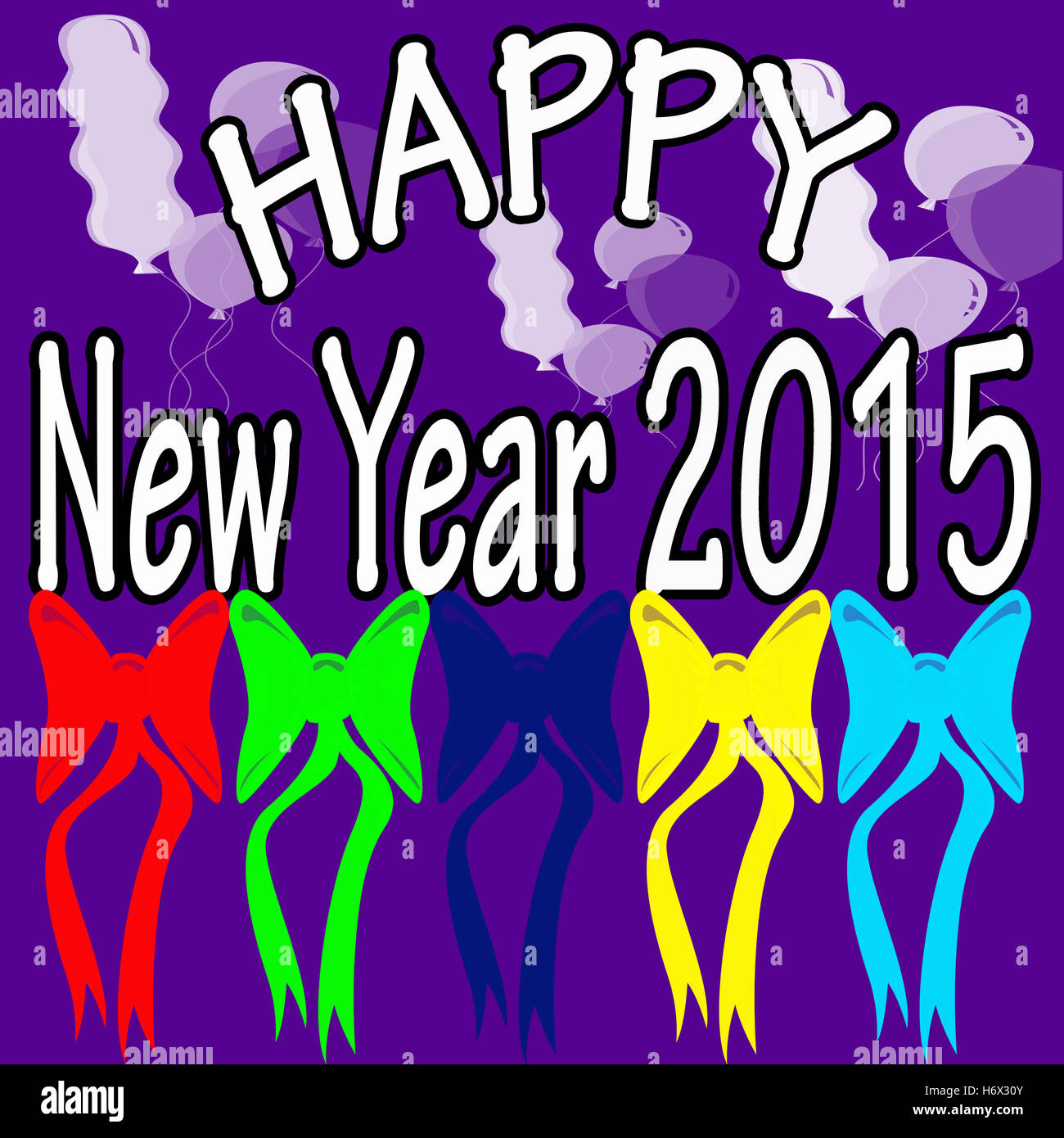 Vector illustration of a happy new year greeting card Stock Photo - Alamy