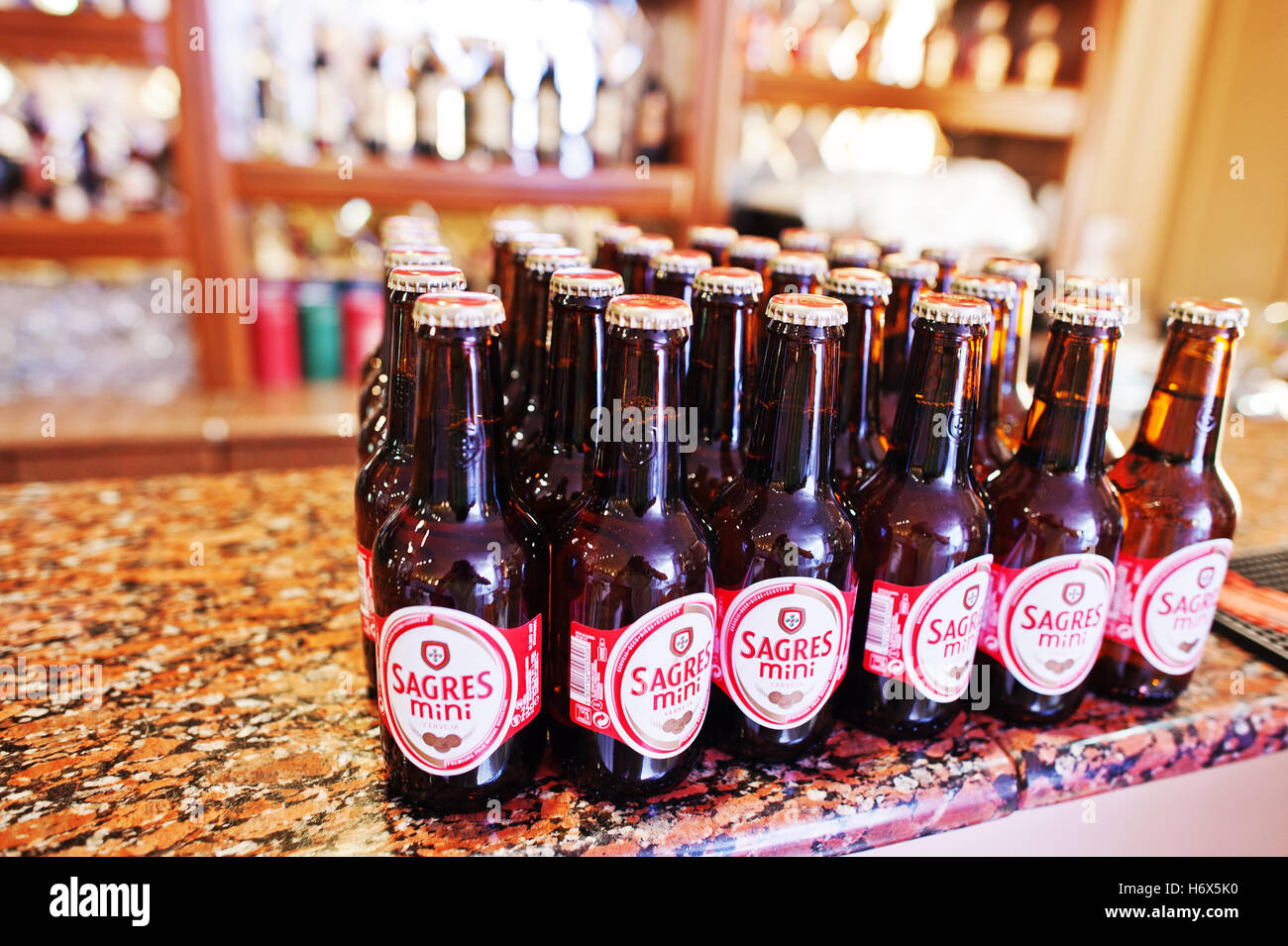 Hai, Ukraine - October 25, 2016: Sagres mini beer bottles, best selling  portuguese beers Stock Photo - Alamy