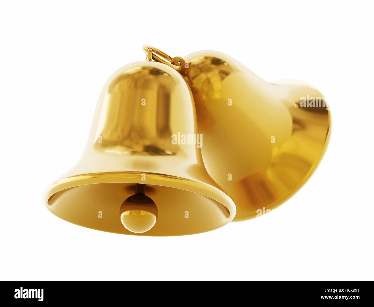 Golden bells isolated on white background. 3D illustration Stock Photo Alamy