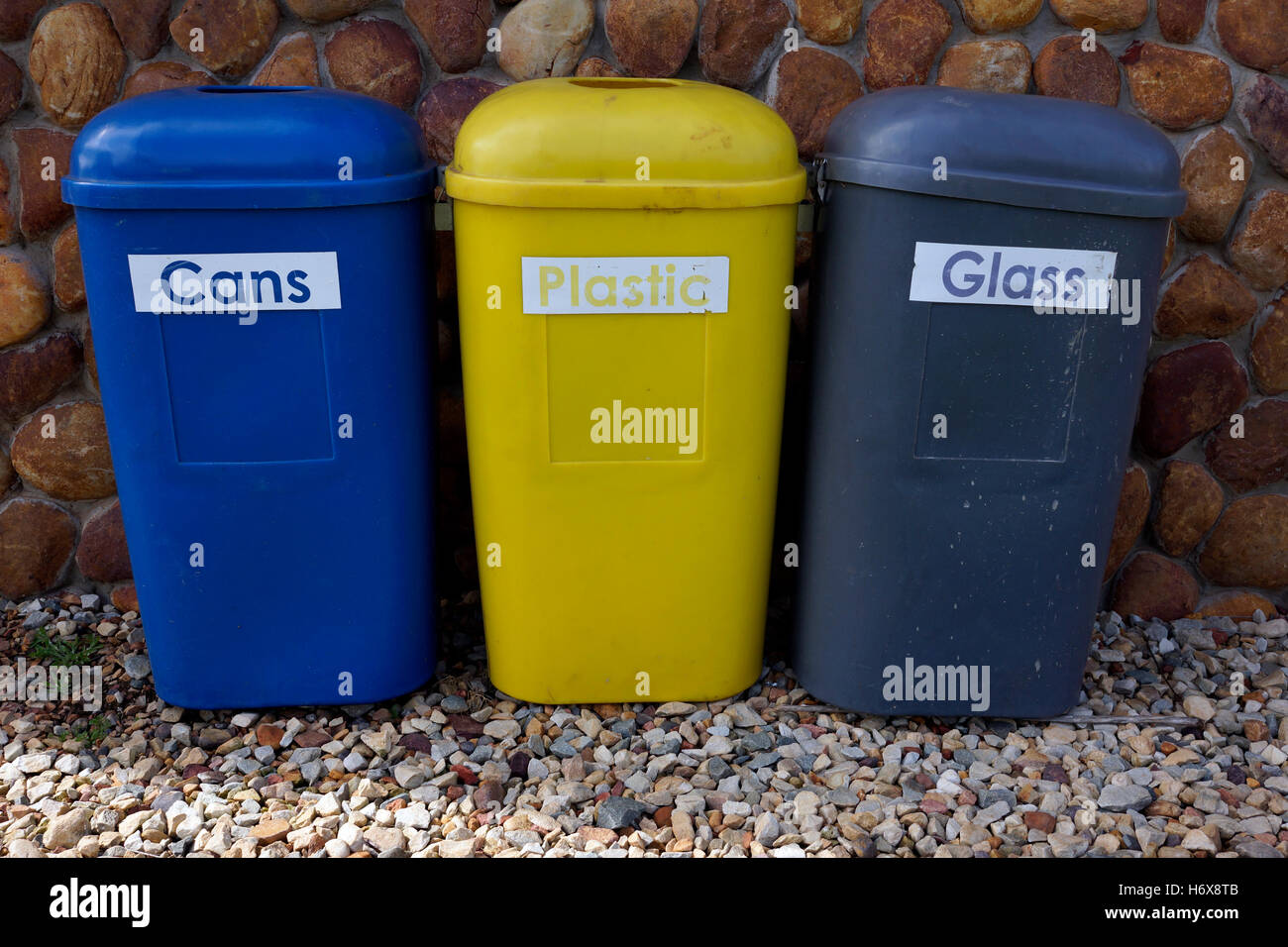 Three recycling bins Stock Photo Alamy