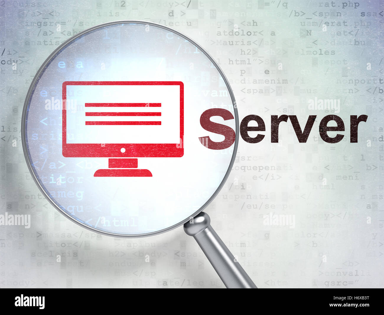 Web design concept: Monitor and Server with optical glass Stock Photo ...
