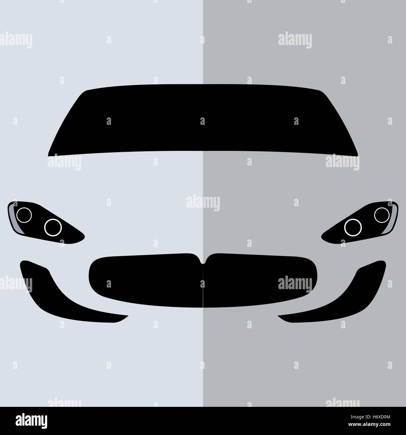 Vector front view white car Stock Vector