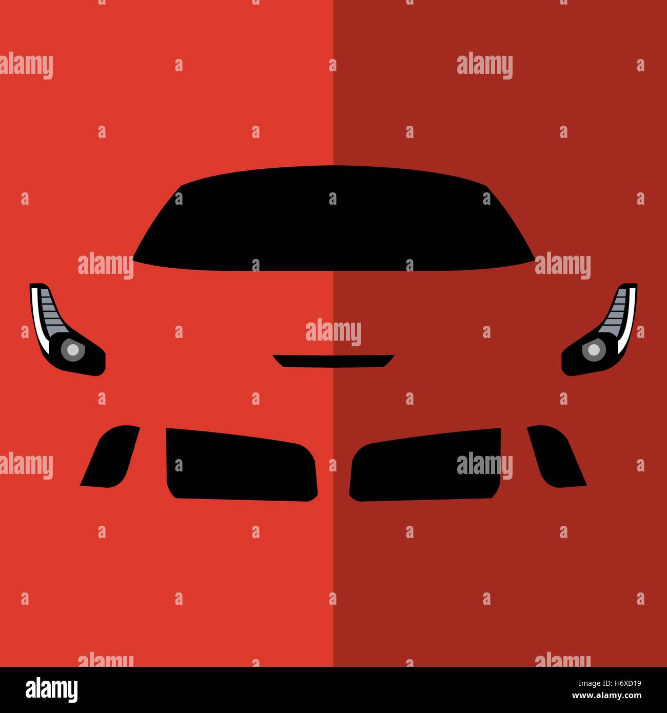 Vector front view red car Stock Vector