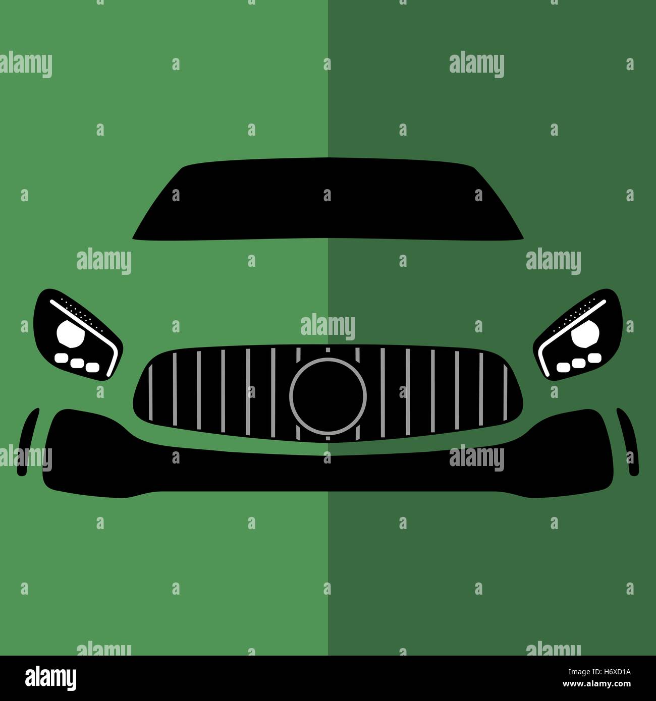 Vector front view green car Stock Vector