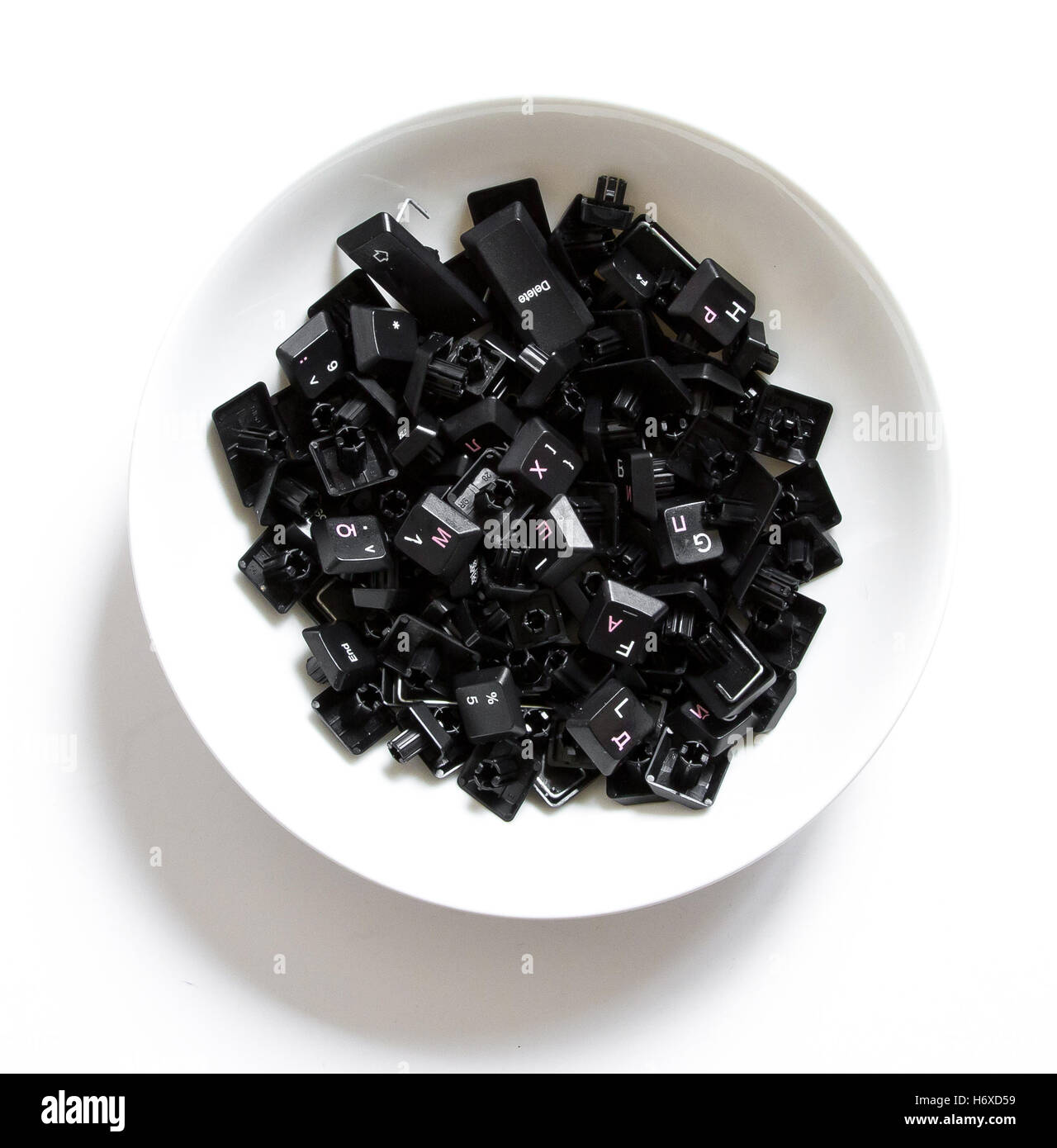 Keyboard keys in a dish Stock Photo Alamy