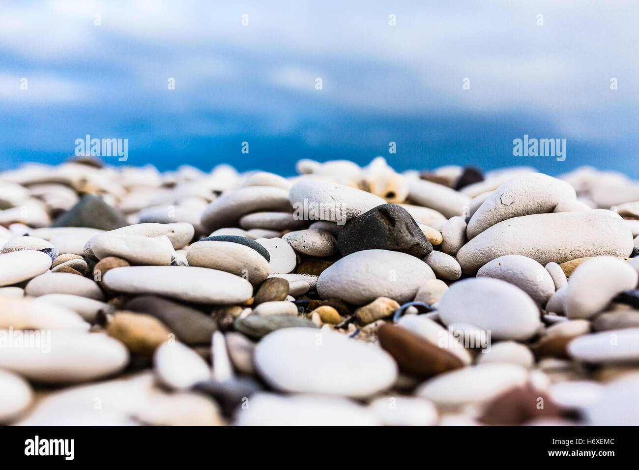 Pebbles on the beach at Sewerby Beach,Bridlington Stock Photo