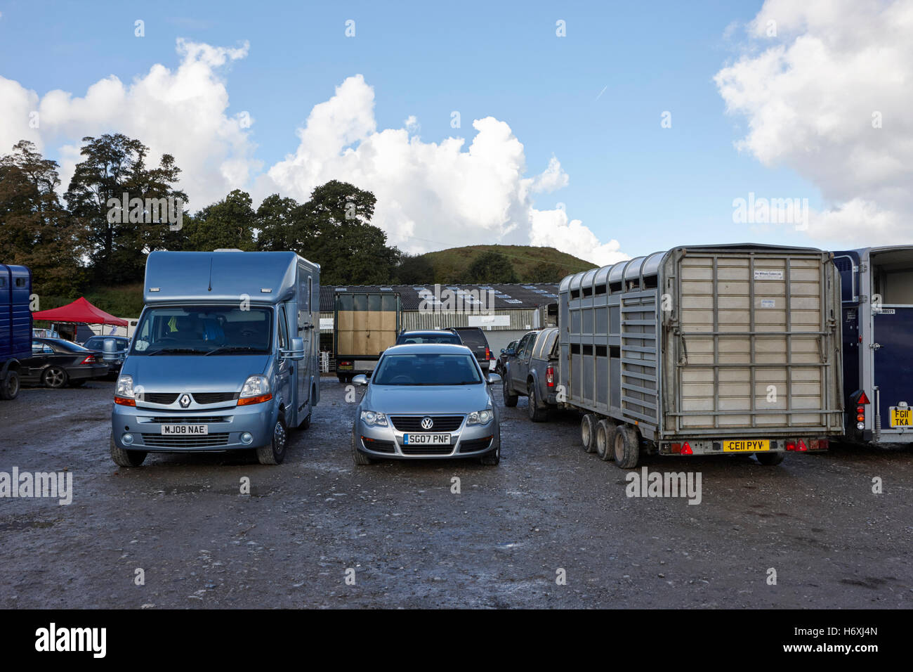 horse transport vehicles at beeston market england uk Stock Photo