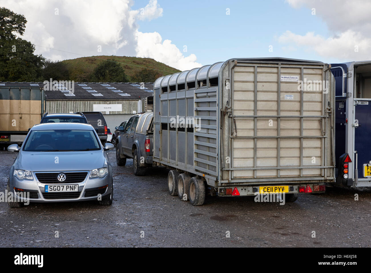 horse transport vehicles at beeston market england uk Stock Photo
