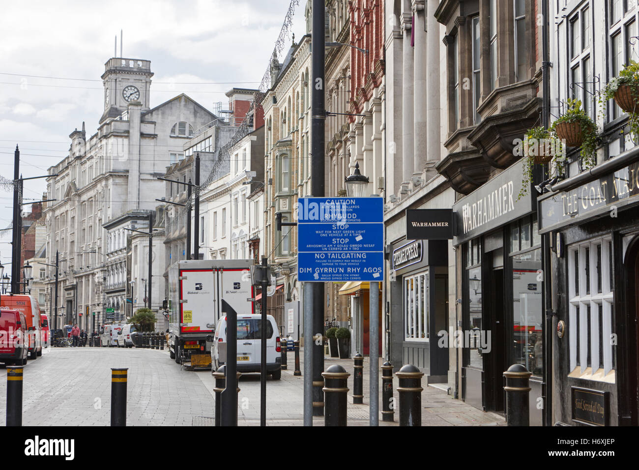 Cardiff high street city centre precinct Wales United Kingdom Stock Photo