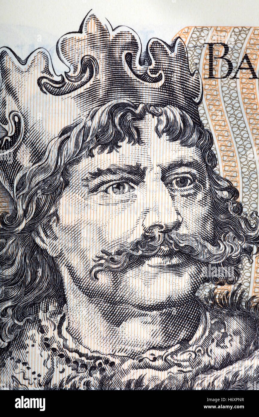 Boleslaw I the Brave portrait from old two thousand zloty Stock Photo