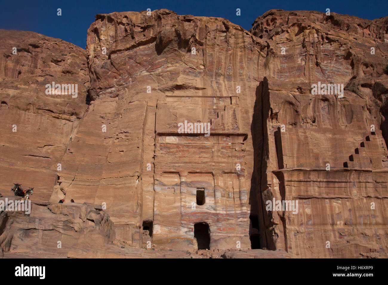 View of the ancient Nabatean rock cut monument named The Silk Tomb ...