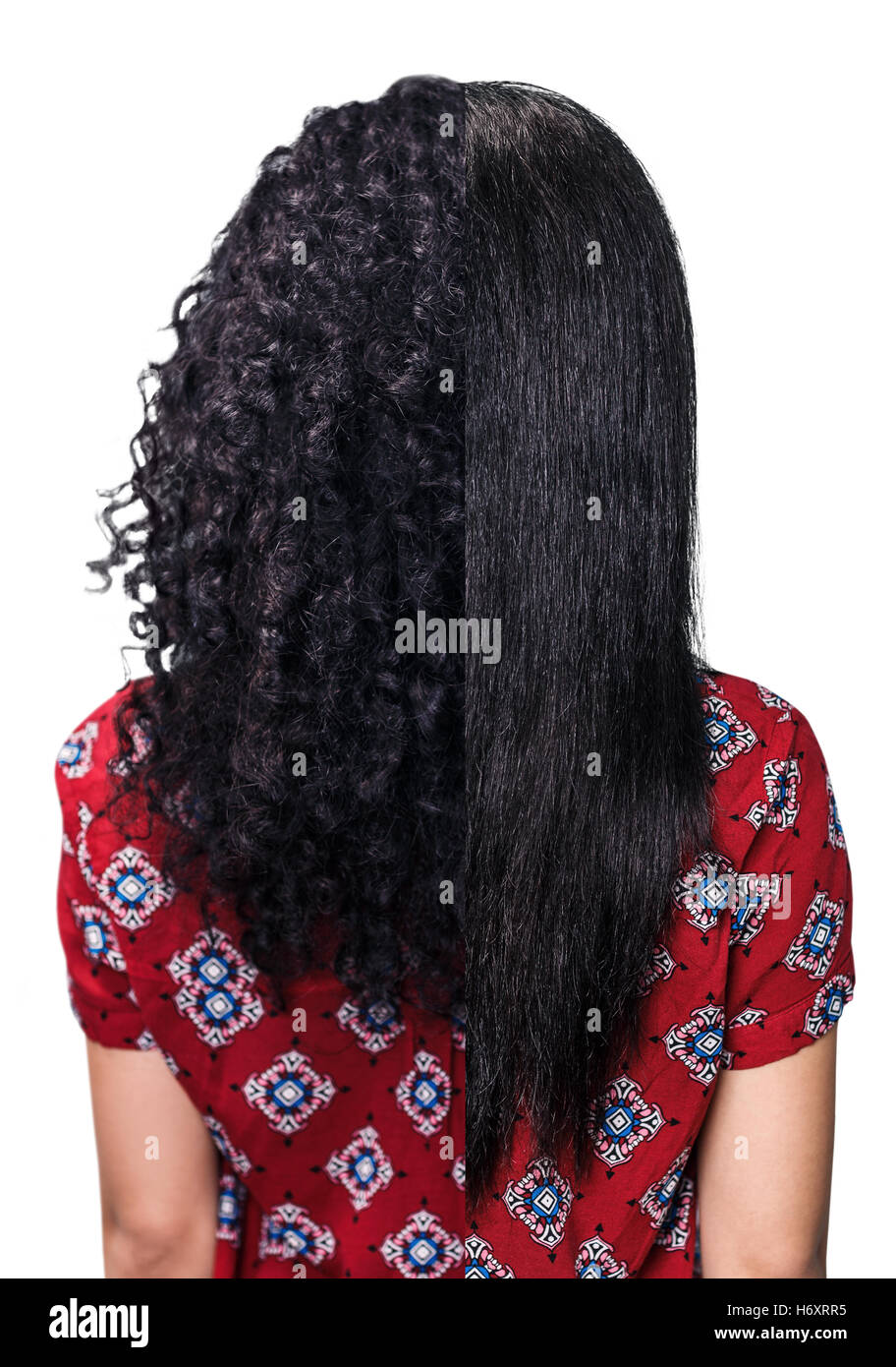 Hair before and after straightening Stock Photo - Alamy