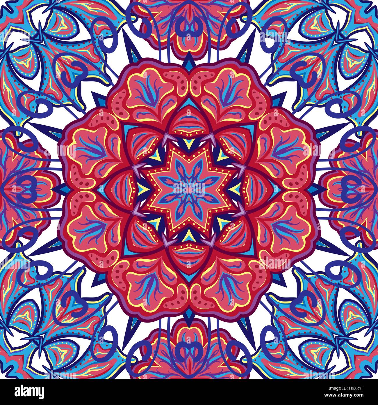 Seamless Abstract Kaleidoscope Pattern (Vector). Hand Drawn Texture ...