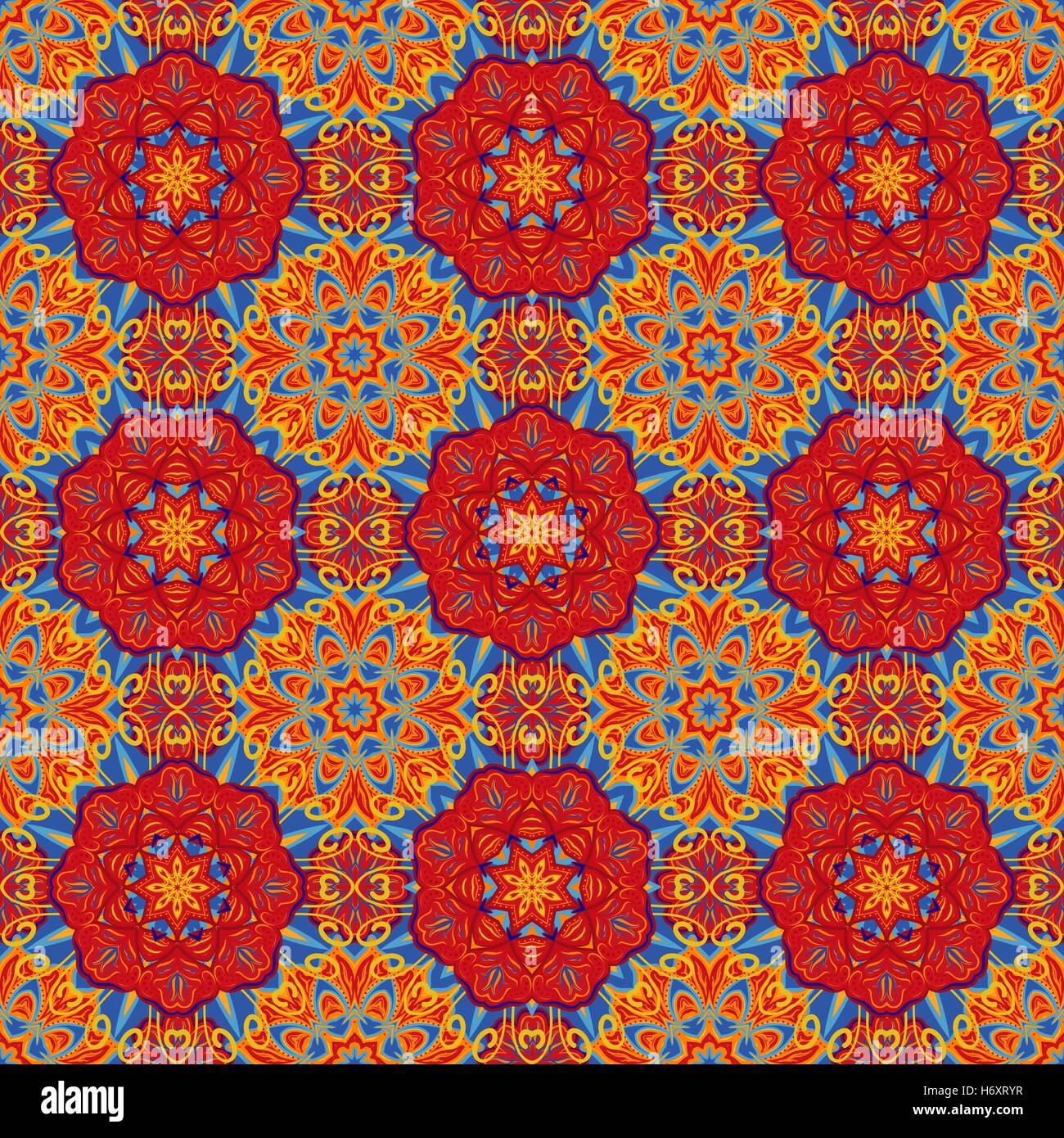 Seamless Abstract Kaleidoscope Pattern (Vector). Hand Drawn Texture ...