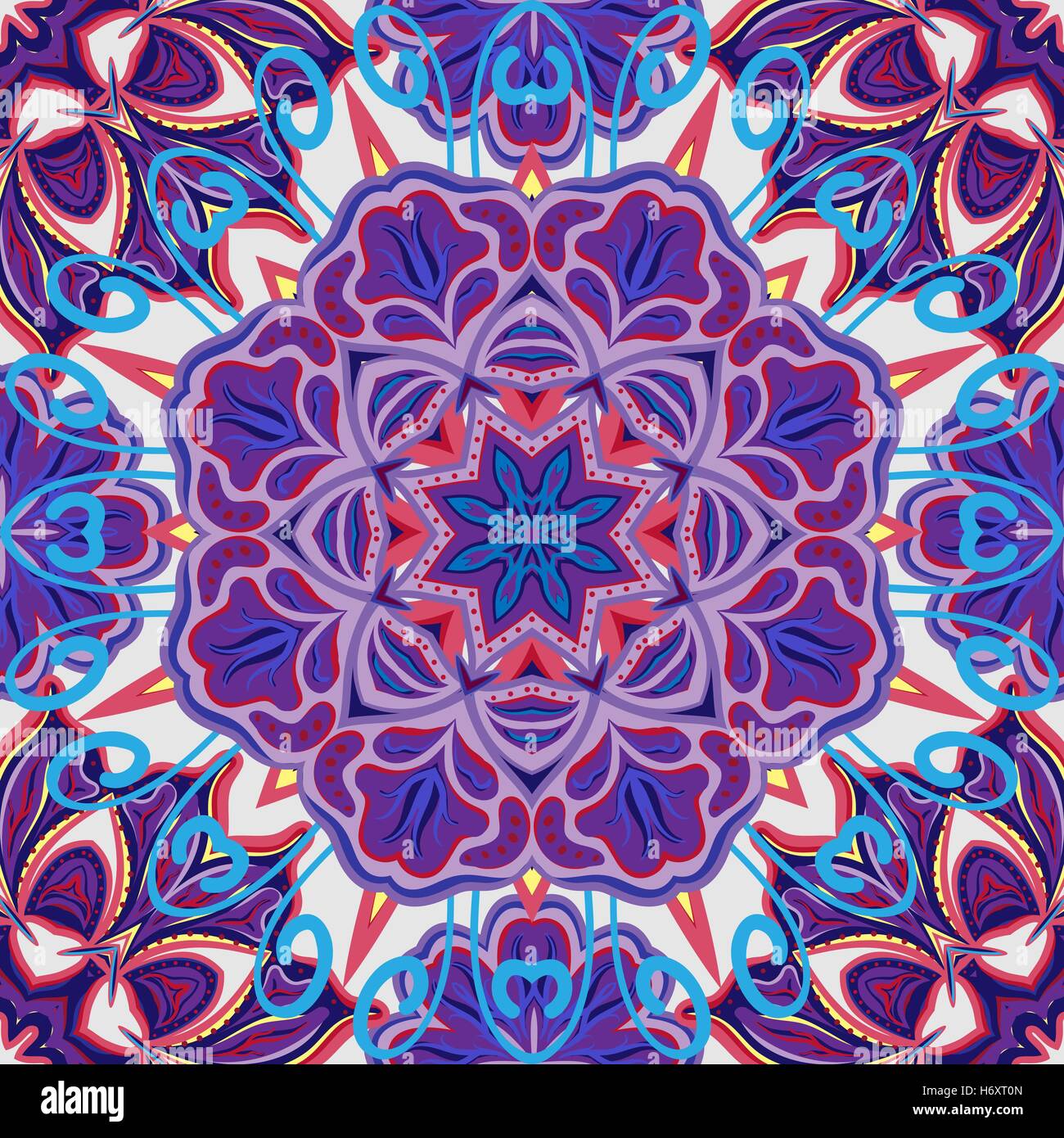 Seamless Abstract Kaleidoscope Pattern (Vector). Hand Drawn Texture ...