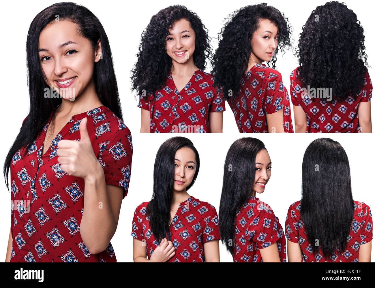 Hair before and after straightening Stock Photo Alamy