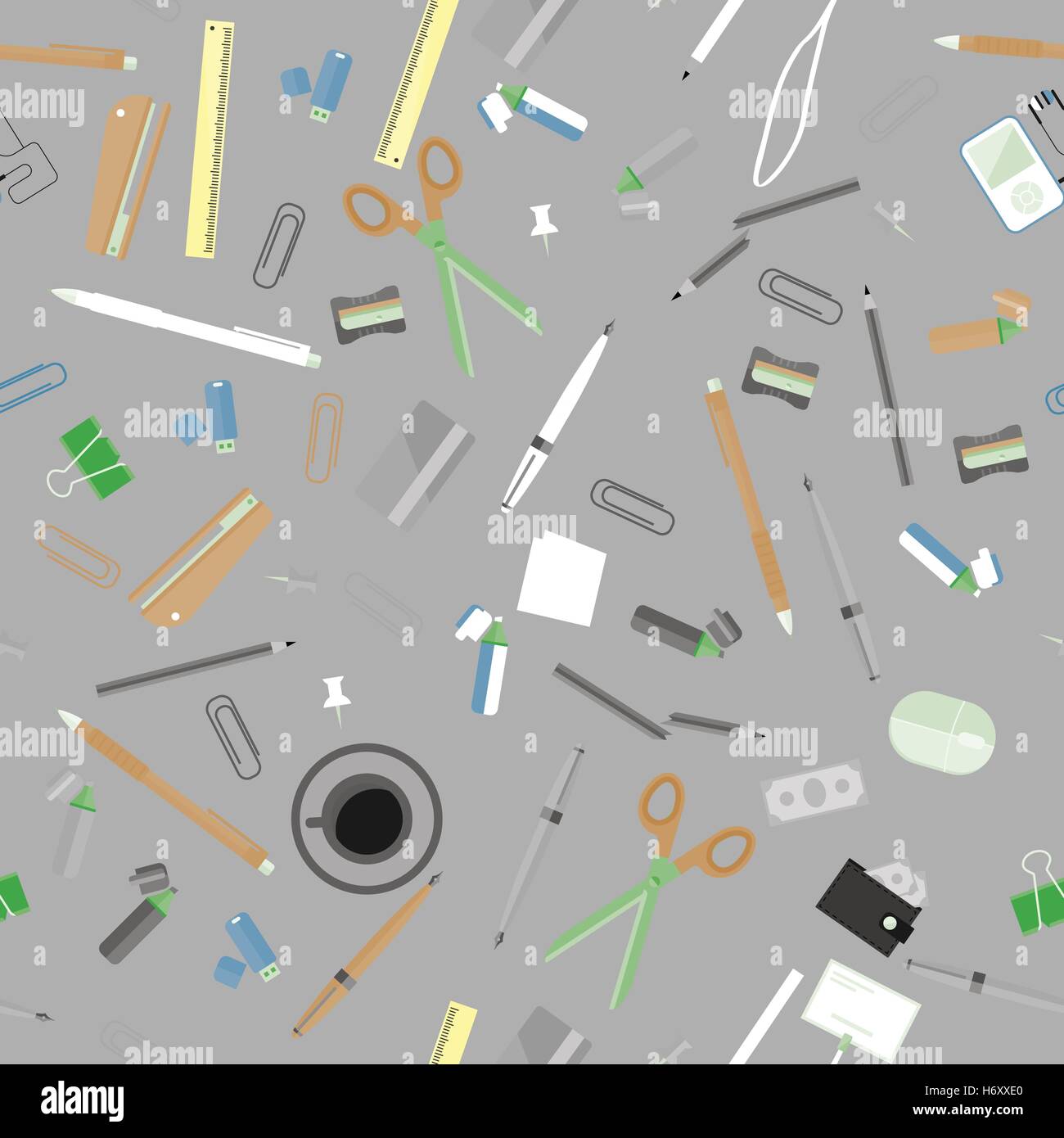 Seamless flat business vector pattern with stationery Stock Vector ...