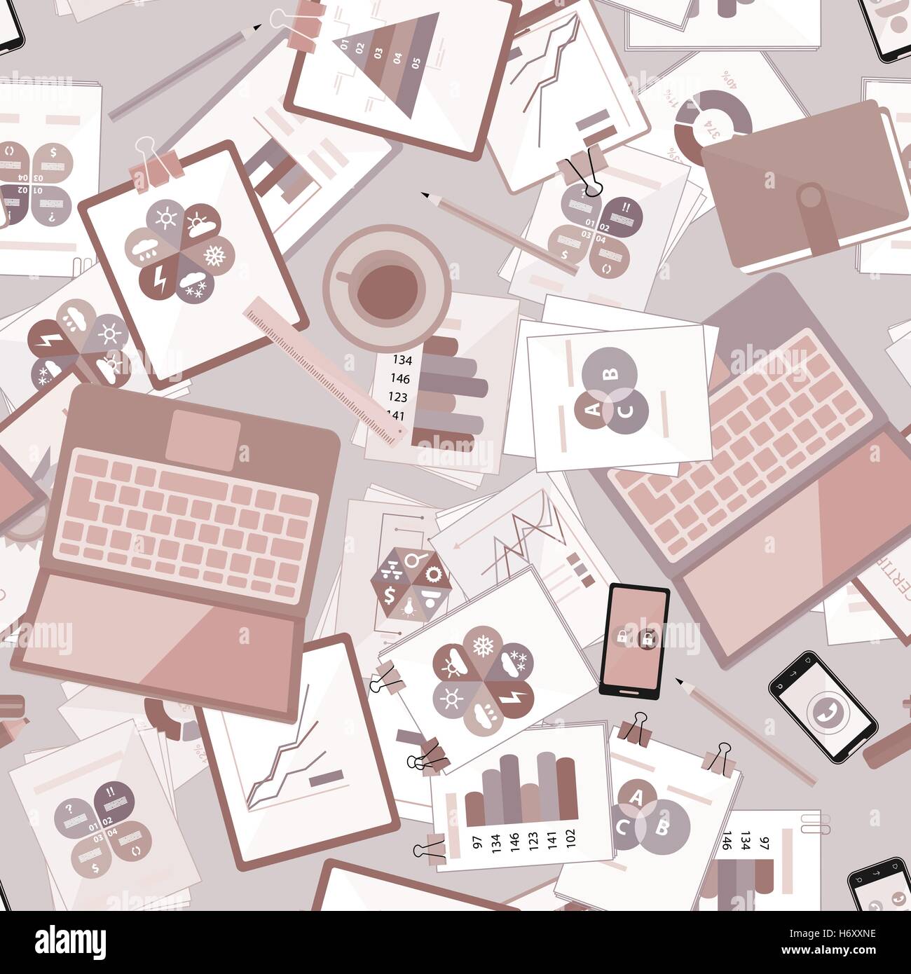 Seamless flat business vector pattern with stationery Stock Vector ...