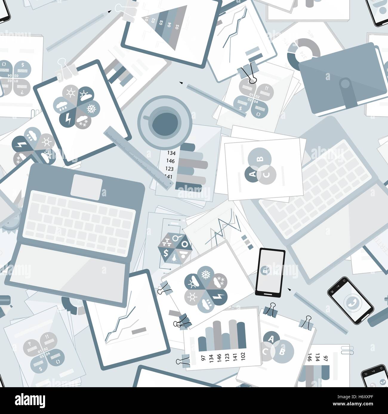 Seamless flat business vector pattern with stationery Stock Vector ...