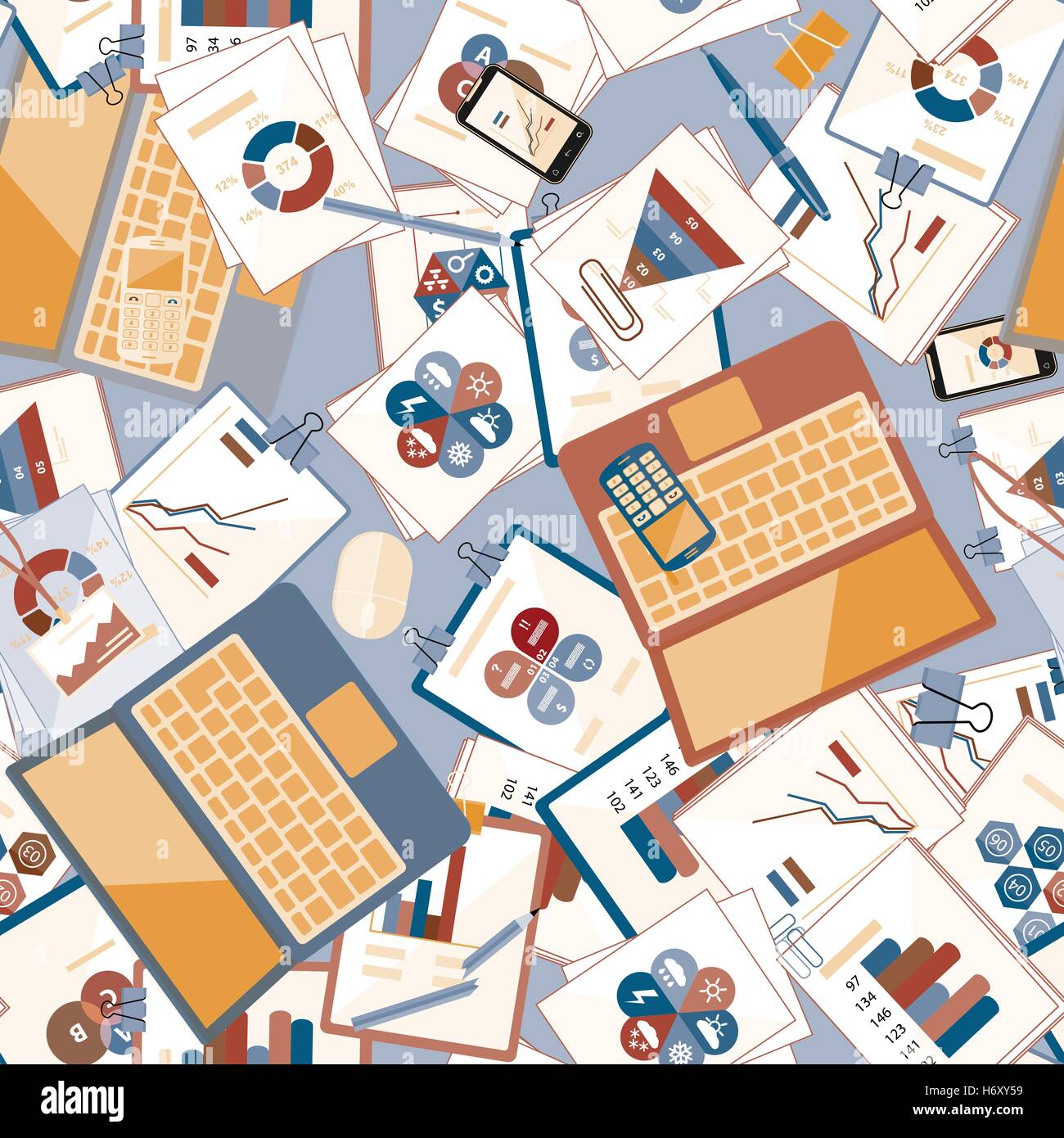 Seamless flat business vector pattern with stationery Stock Vector ...