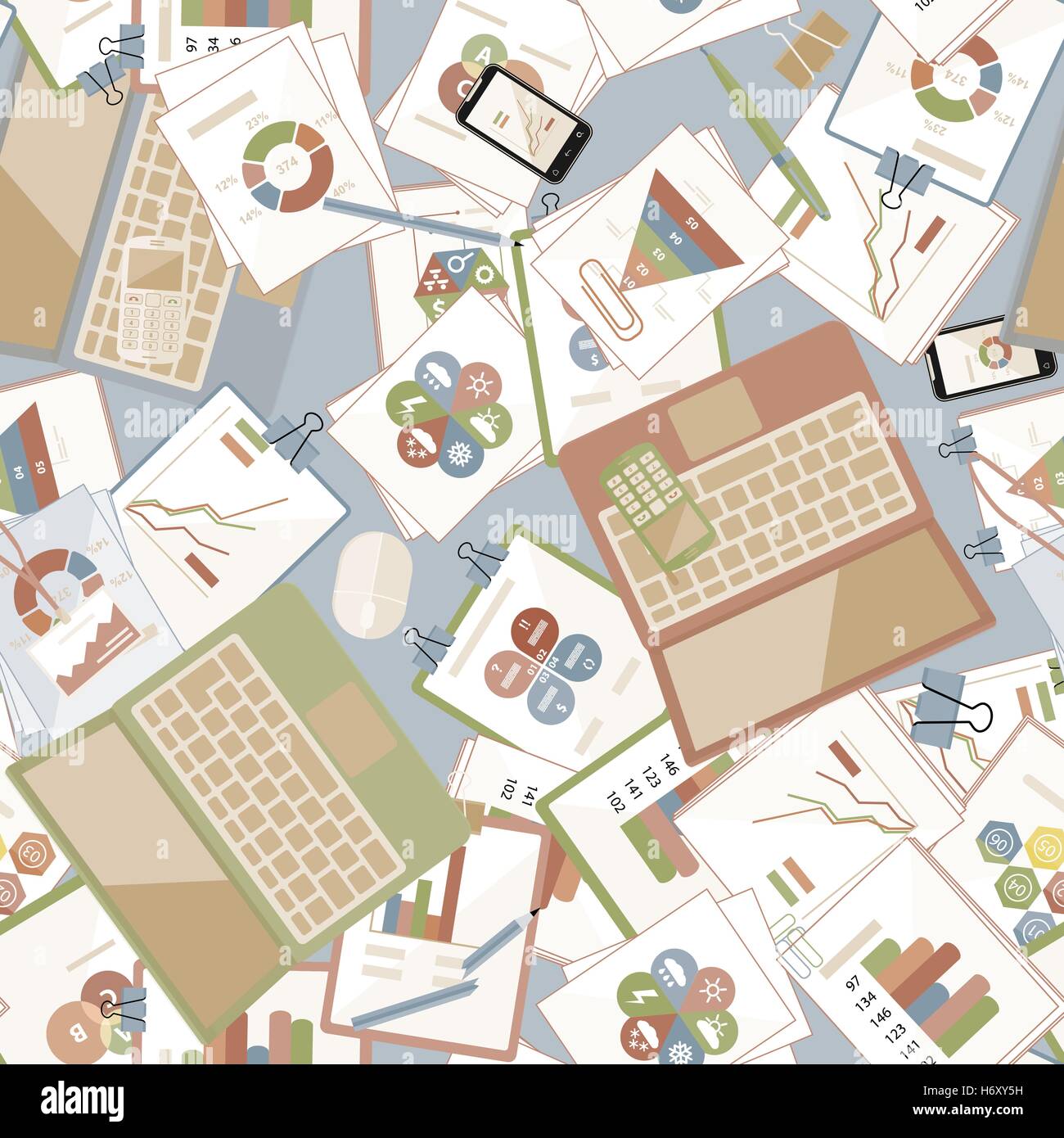 Seamless flat business vector pattern with stationery Stock Vector ...