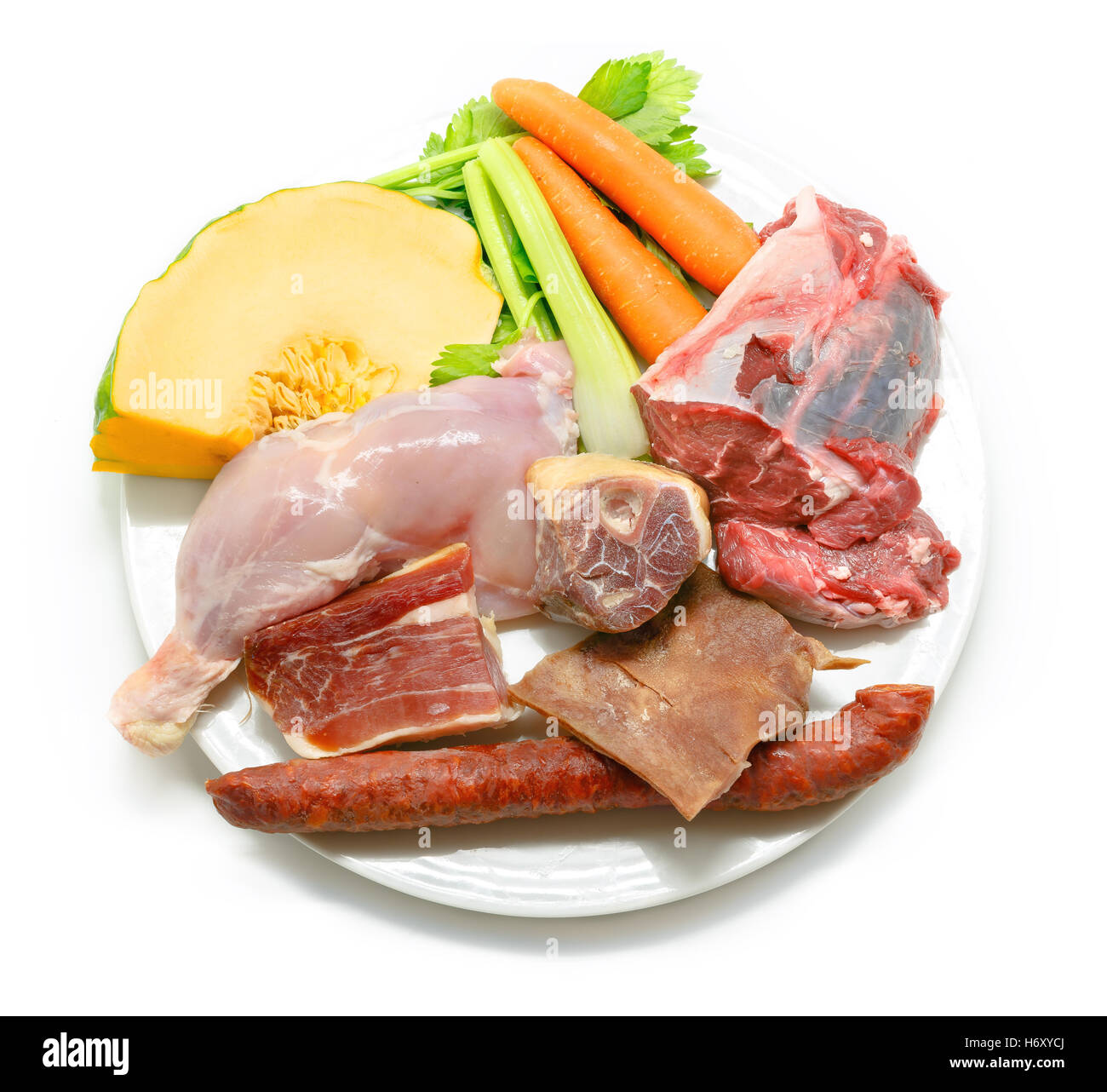 Typical Spanish cuisine. Some ingredients used to prepare spanish stew