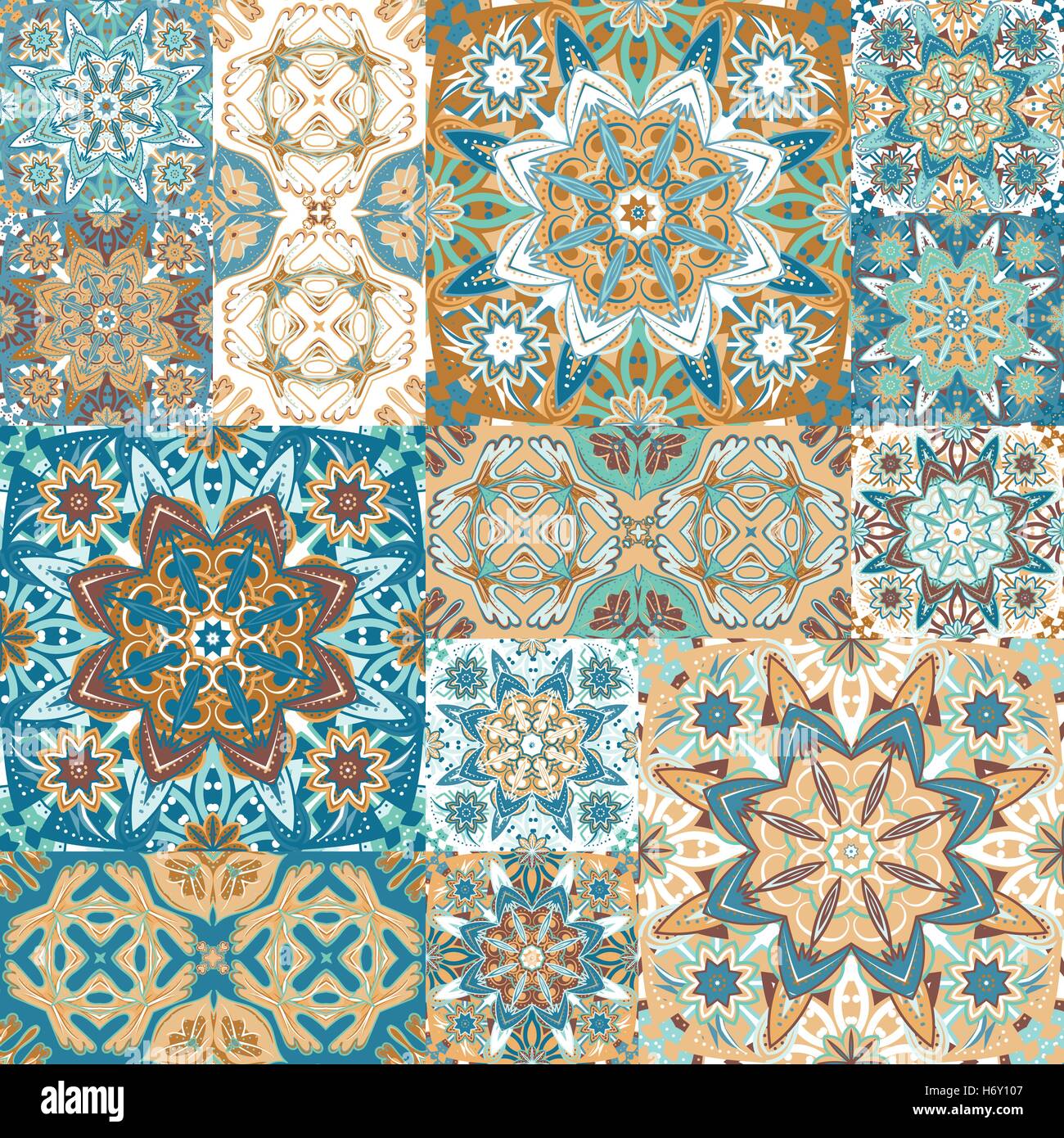 Seamless vector patchwork tile with Victorian motives in colorful Stock ...