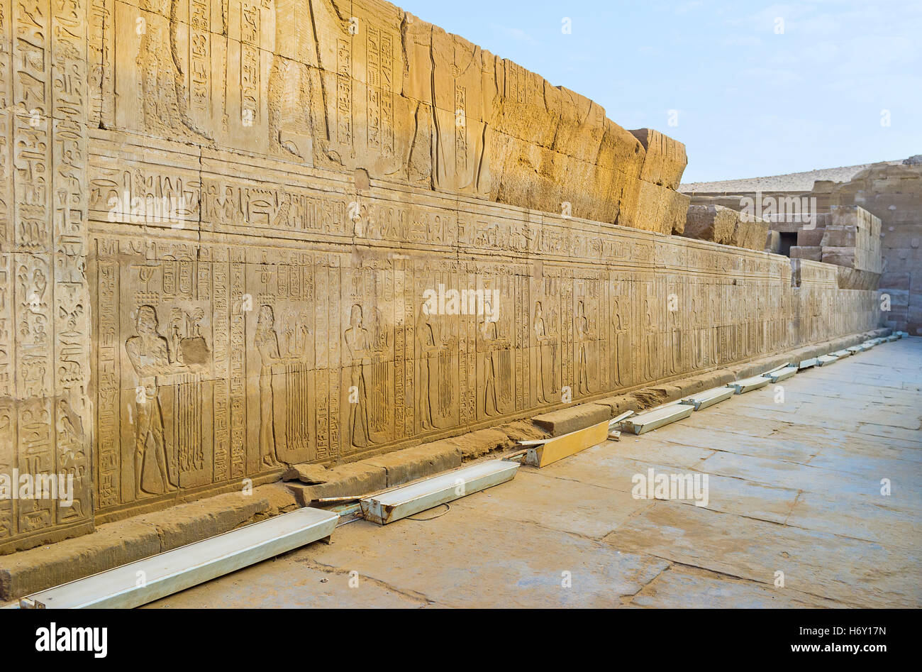 The wall of sanctuary of ancient Kom Ombo Temple in Upper Egypt ...