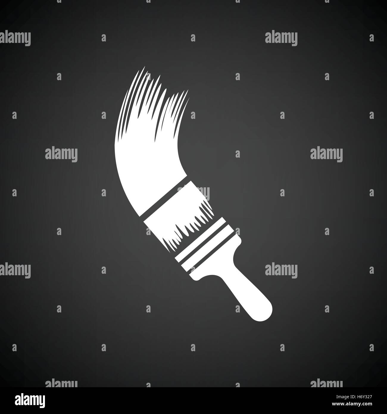 Paint brush icon. Black background with white. Vector illustration
