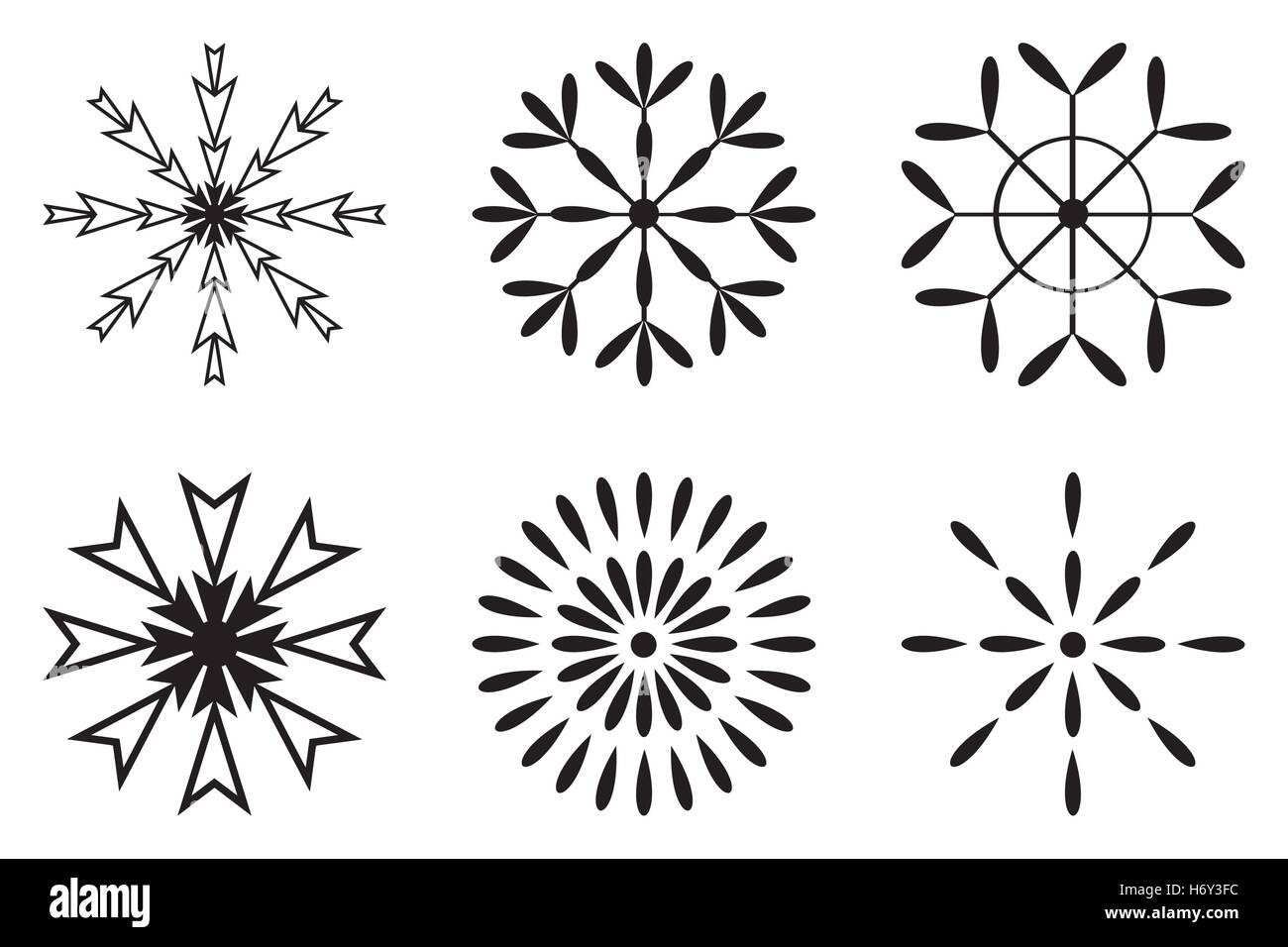 Christmas and winter design elements - Set of black snowflakes icon ...