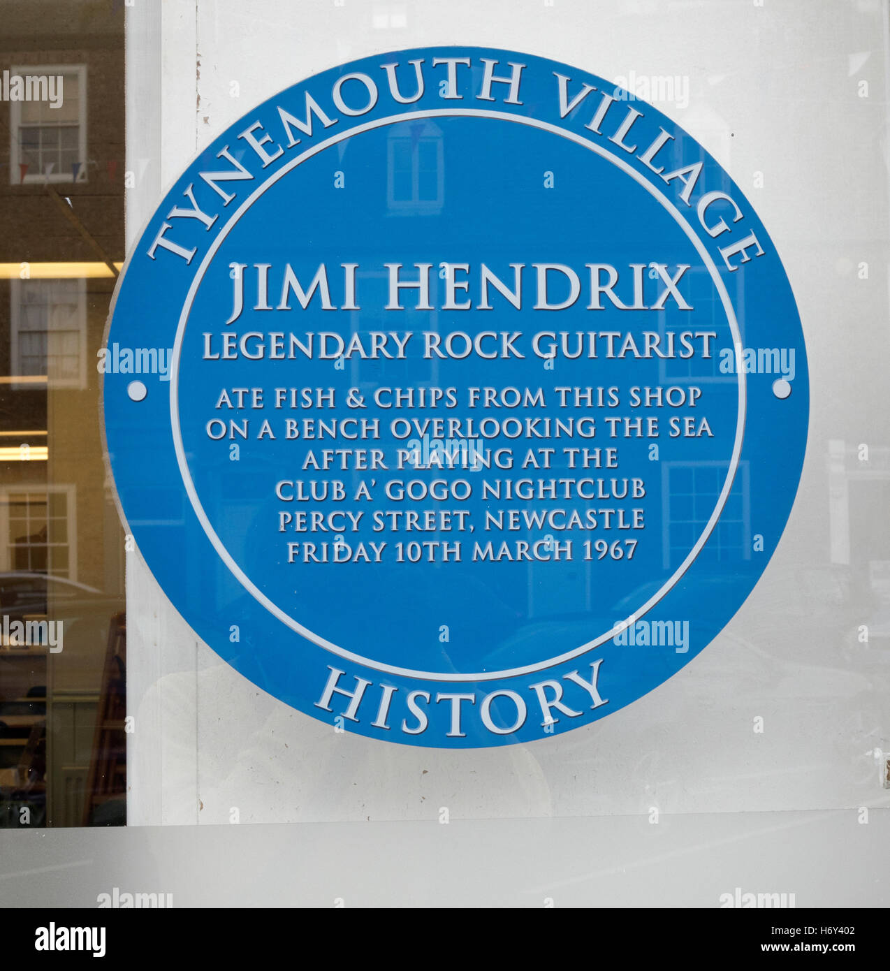 Blue plaque Jimi Hendrix Marshall's Fish and Chip Shop, Front