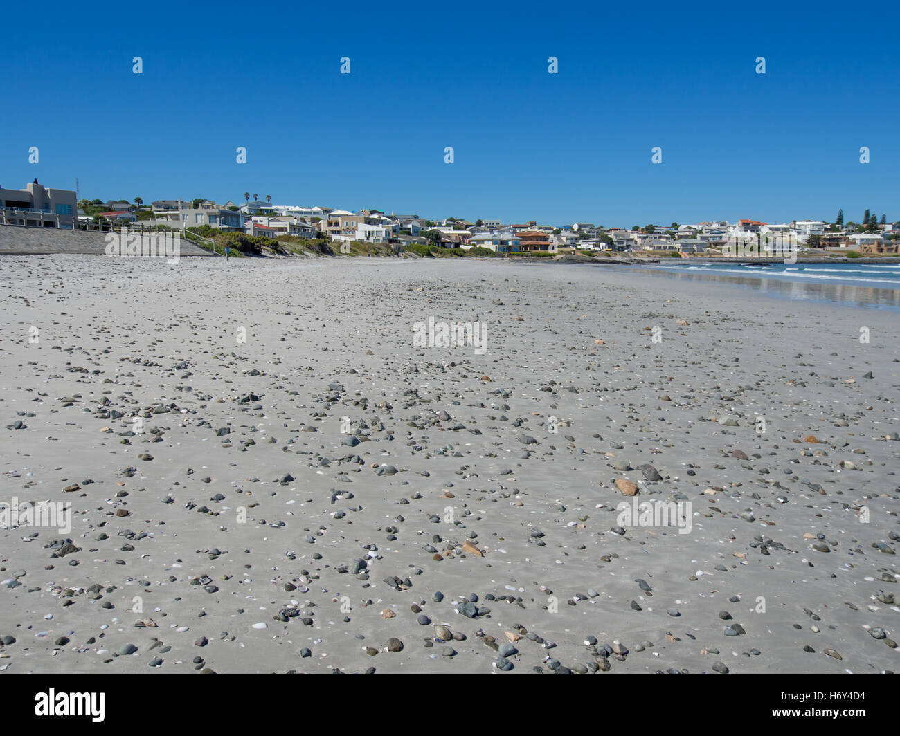 Deserted sand and pebble beach at Yzerfontein, South Africa. Stock Photo